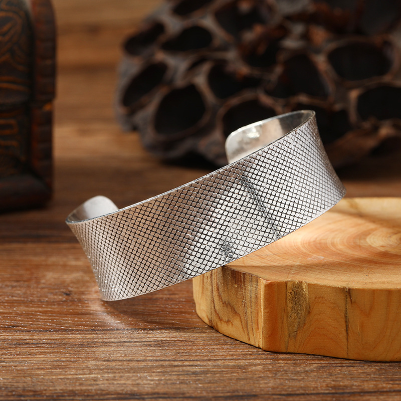 Retro metal wide open bracelet, a silver exotic bracelet with a unique European and American ethnic style, a niche accessory for women pic 12