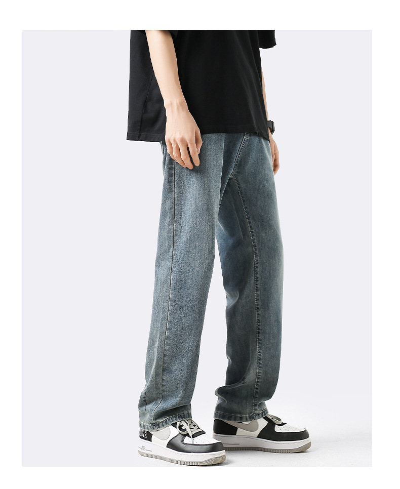 Guangzhou Xintang ultra-thin washed wide-leg elastic waist long pants for men and men, autumn, spring and summer, thin straight leg style pic 21