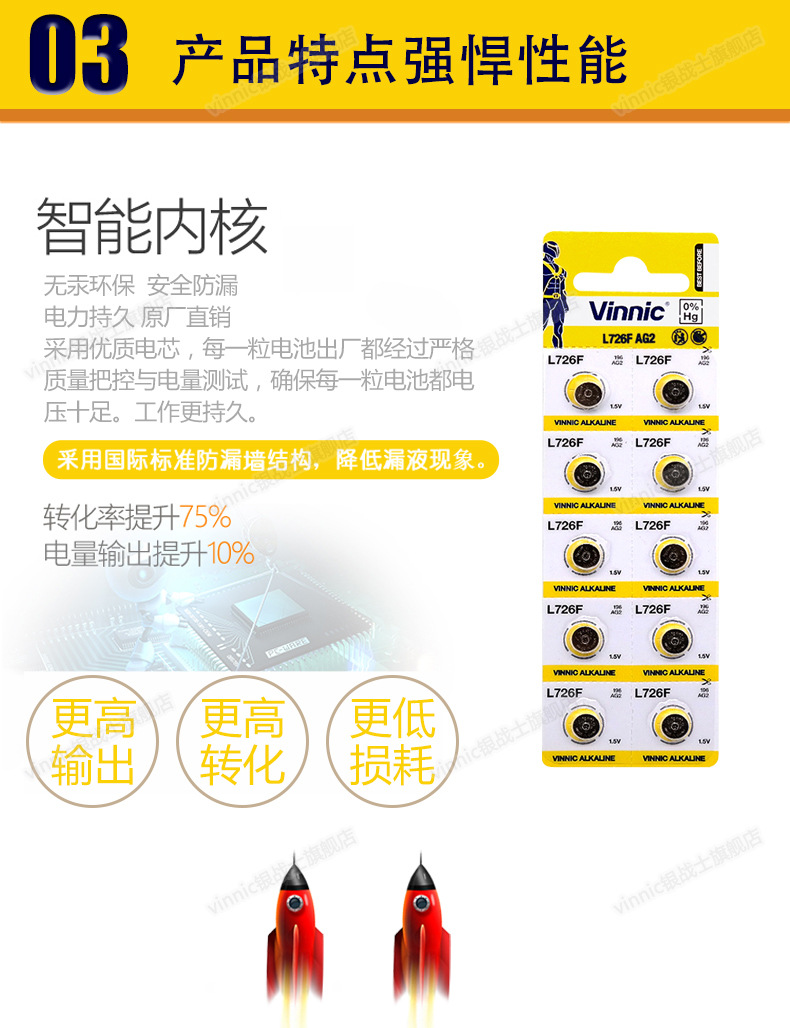 1 vinnic Silver Warrior electronic watch battery button battery L726F/ag2/396A/LR726 pic 5