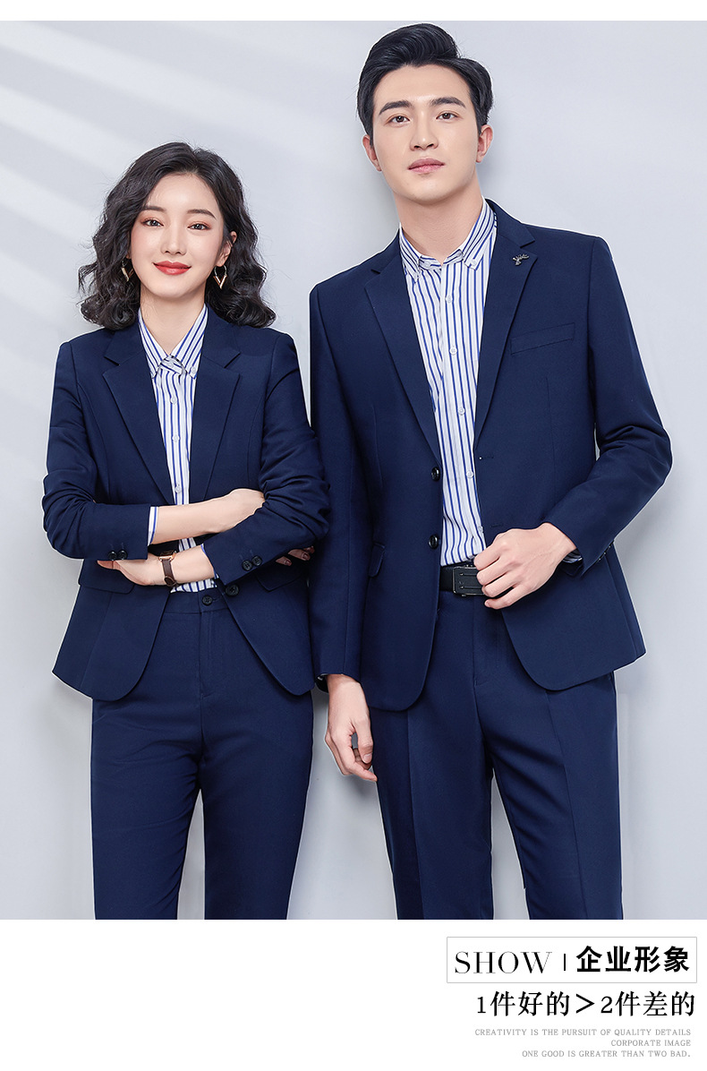 男士商务西服套装宝蓝黑色房地产销售教师工作服职业正装高端西装详情12