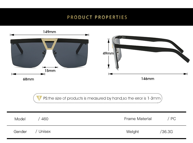 2023跨境新款太阳镜 个性半框百搭精致眼镜男 网红同款大框墨镜女详情5