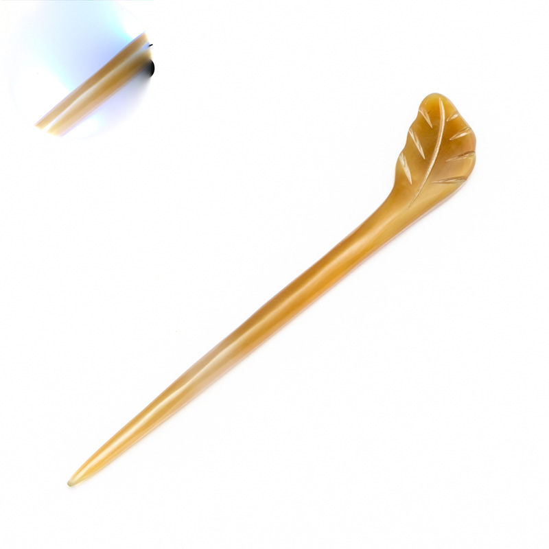 经典牛角发叉发饰 天然女式黄牛角发簪 手工打磨牛角簪子厂家直销详情18