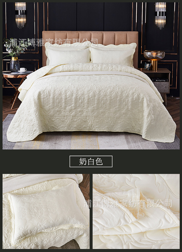 Three-piece set of printed ultrasonic pure cotton bed covers for cross-border Amazon from Europe and America, plain washed cotton bed covers pic 19
