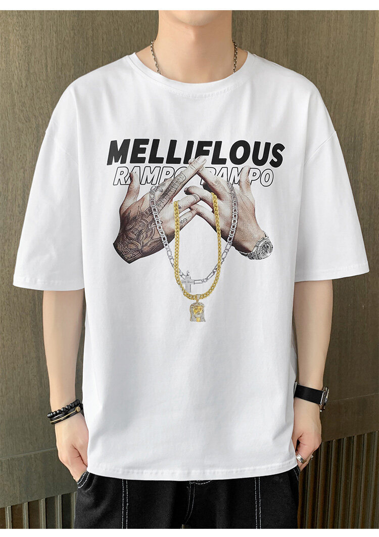 短袖t恤男士夏季潮流休闲半袖体恤宽松打底衫内搭印花潮牌男装详情10