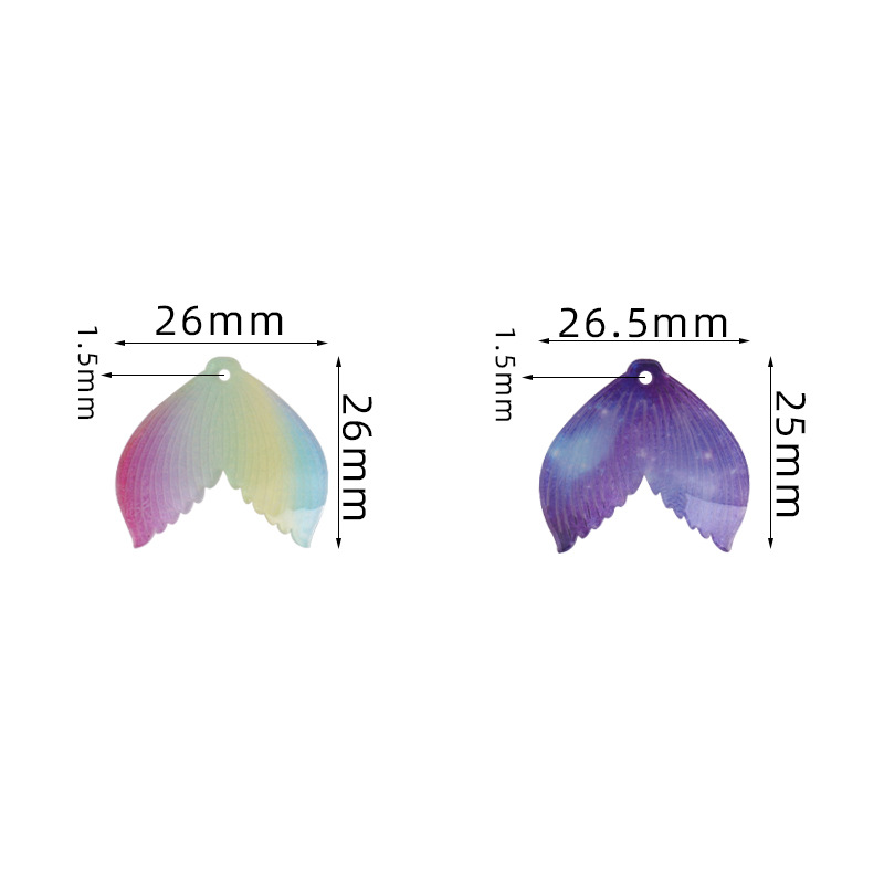 Mermaid tail acrylic piece earrings, pendants, hair clips, pendants, DIY handcrafted materials, bulk goods, accessories wholesale pic 1