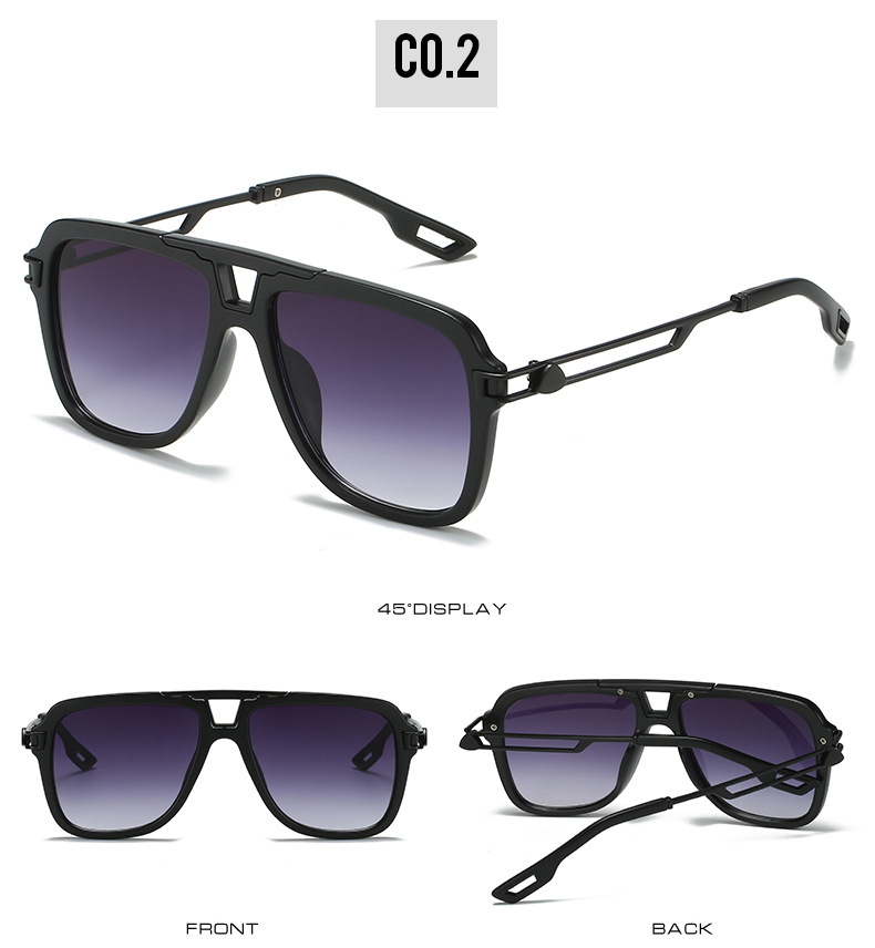 2022 New style European and American sunglasses, artistic square frame crossbeam sunshade, sun protection, perforated metal leg sunglasses for women pic 7