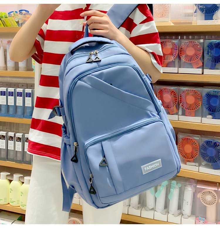 纯色学生书包女批发轻便大容量中大学生双肩包女3-6年级校园背包详情26