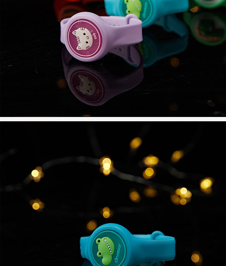 抖音夏季闪光卡通防蚊无毒儿童成人户外植物精油驱蚊硅胶防蚊手环详情4
