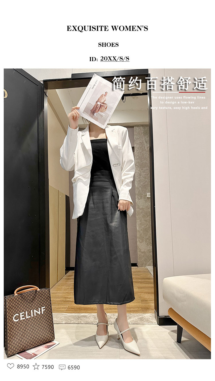 时装单鞋2024春秋外穿尖头粗跟皮带扣高级感气质通勤工作时装鞋女详情1
