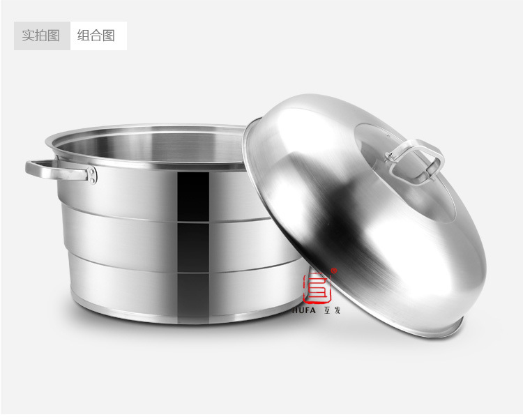 Factory direct sales of non-magnetic 1.0mm thick multi-functional stainless steel three-layer large steamer 50cm60cm hotel large steamer stainless steel steamer pic 21