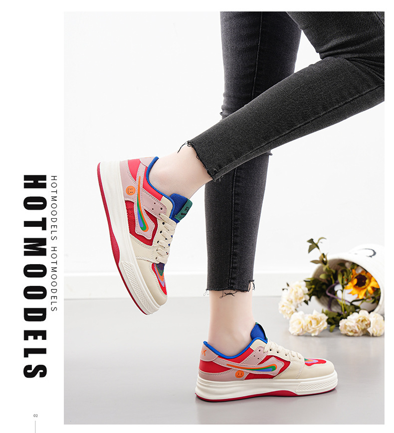 2023新款女鞋网面鸳鸯拼色板鞋春夏平底板鞋女士休闲鞋镂空小白鞋详情9