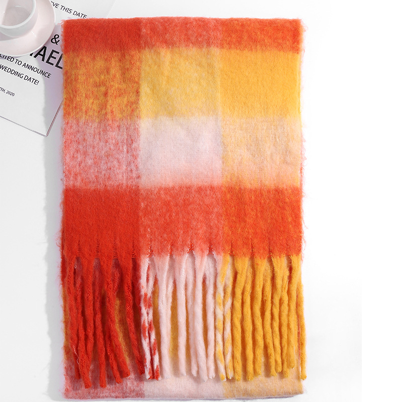 圈圈纱彩色AC格子围巾女冬季加厚保暖仿马海毛粗须仿羊绒披肩外贸详情45