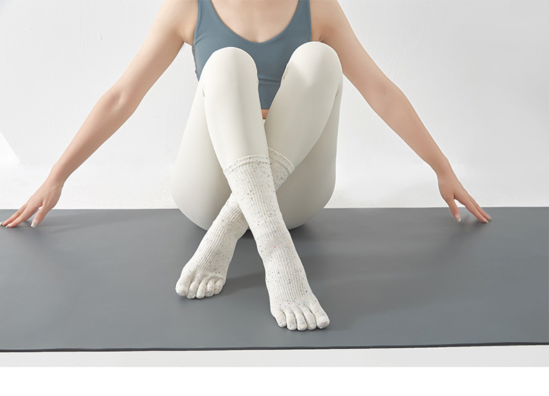 长筒瑜伽袜子秋冬专业防滑袜普拉提五指袜中筒瑜珈运动袜健身分指详情28