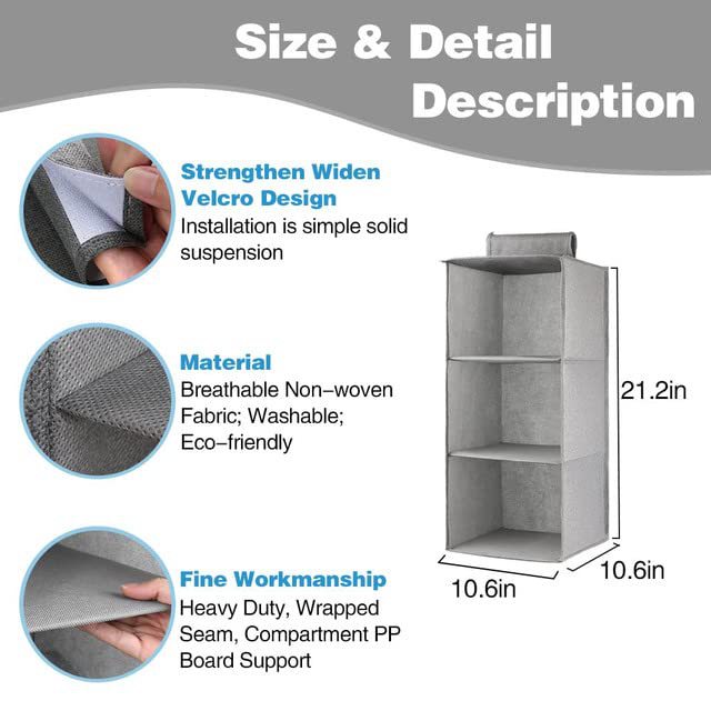 Three-layer foldable wardrobe storage hanging bag, Amazon hanging storage bag, clothing and sweater organization and storage rack pic 5