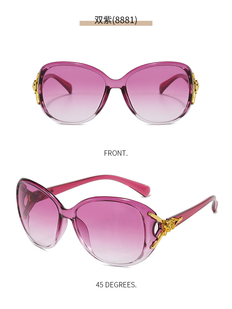 Wholesale of classic large-frame sunglasses for women with fox heads, fashionable camellia sunglasses for middle-aged and elderly people pic 17