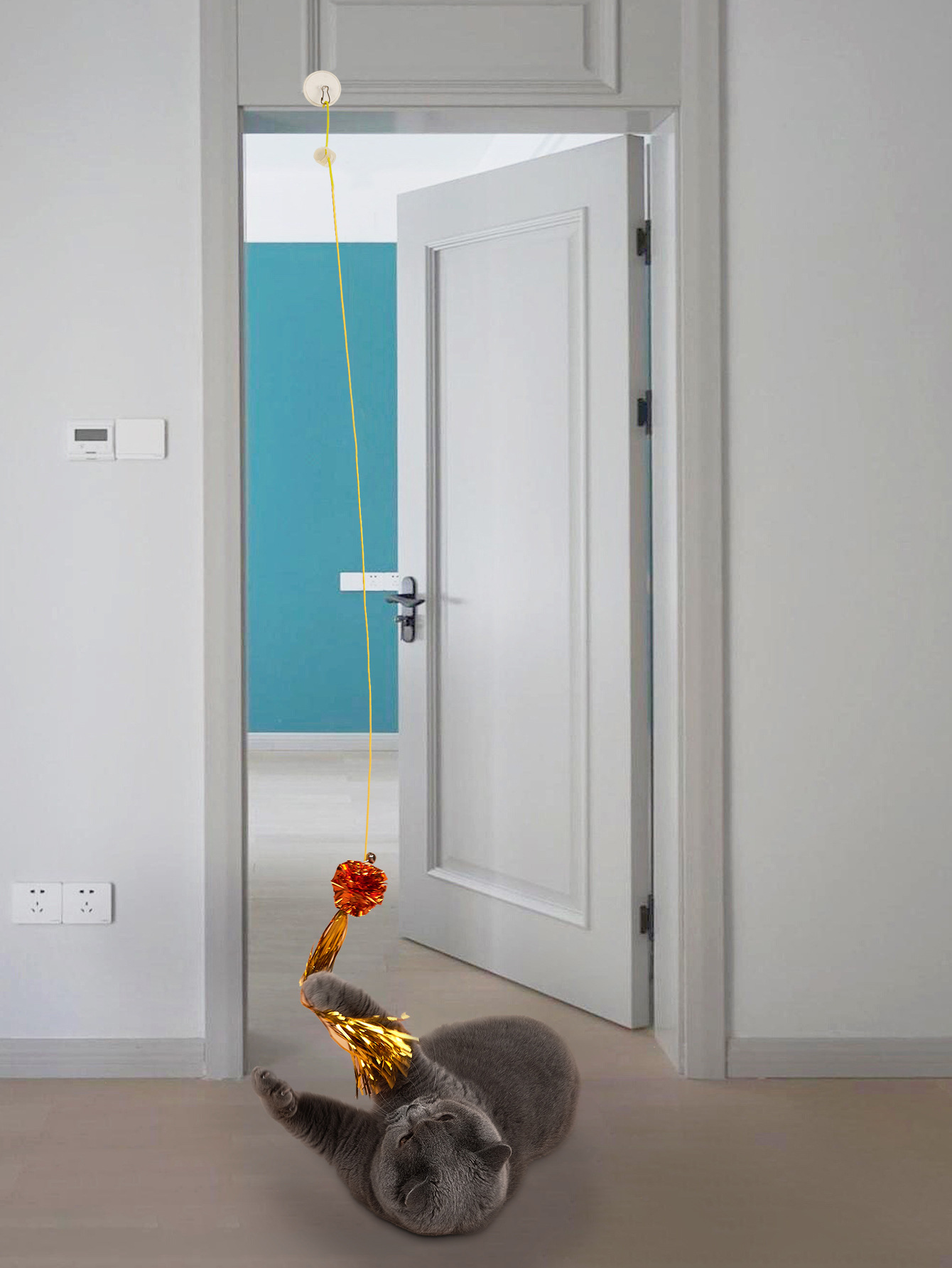 New cat-playing stick, swing, hanging door, cat toy, butterfly with catnip, self-entertainment, hanging, telescopic and adjustable pic 59
