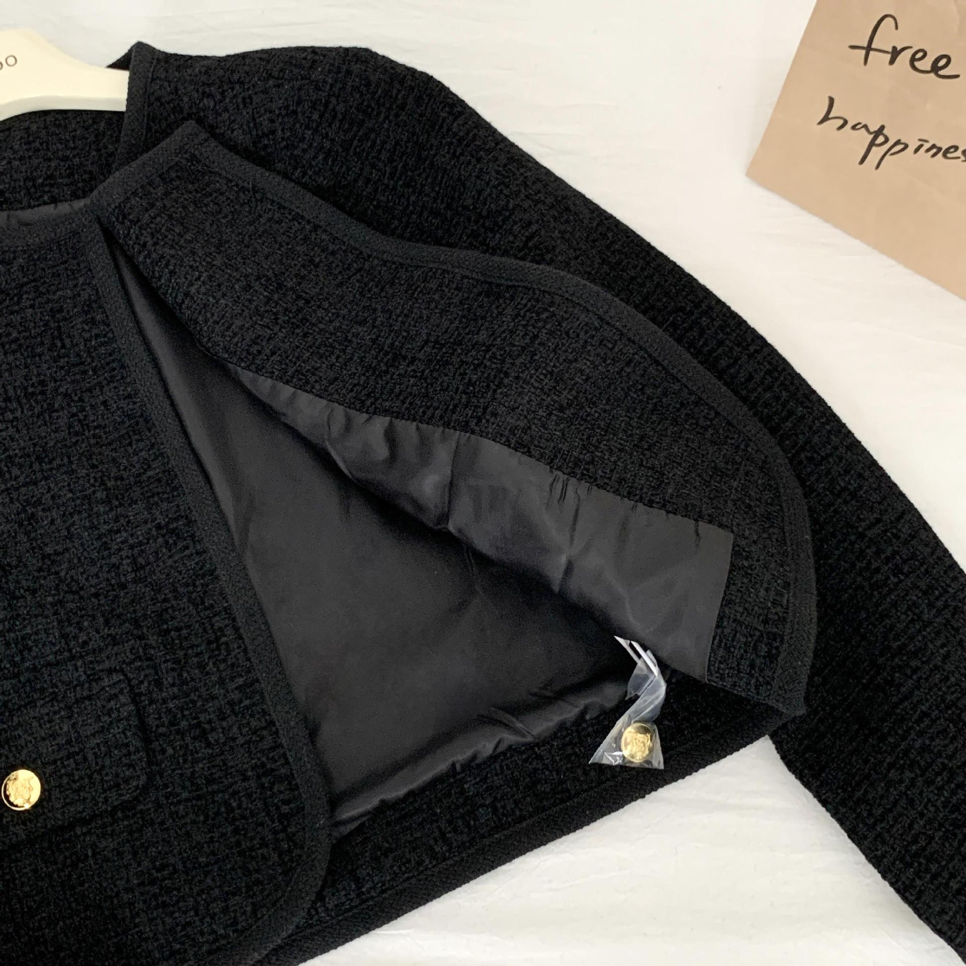 同款~黑色小香风短外套女23秋冬新款粗花呢六扣双口袋详情49