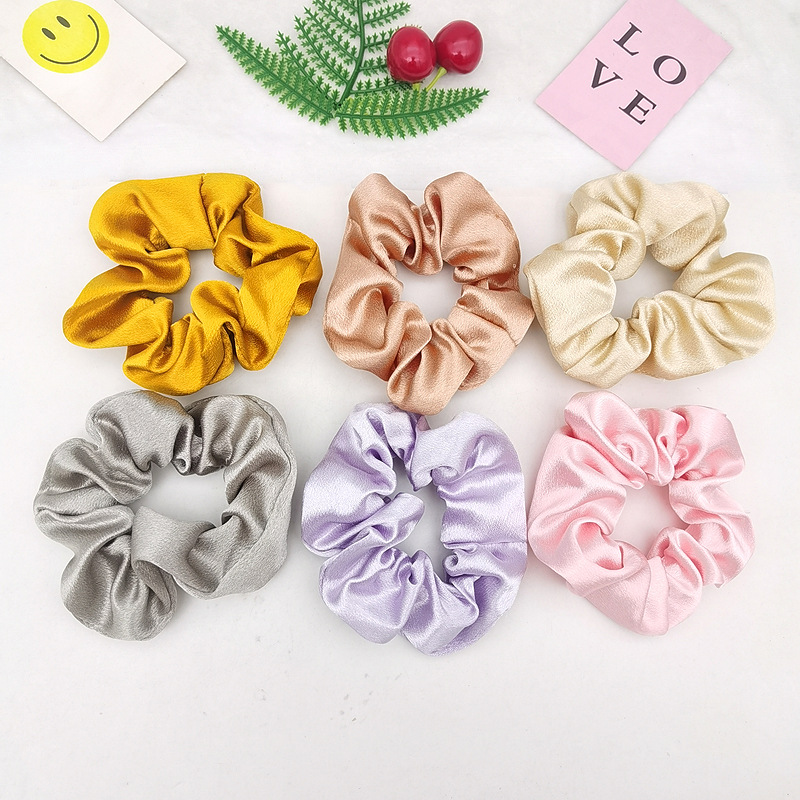 Cross border europa y Estados Unidos color sólido cristal satén cuerpo grueso rizo de pelo francés retro gordos cordón de cabeza diy paño elástico accesorios para el pelo pic 26