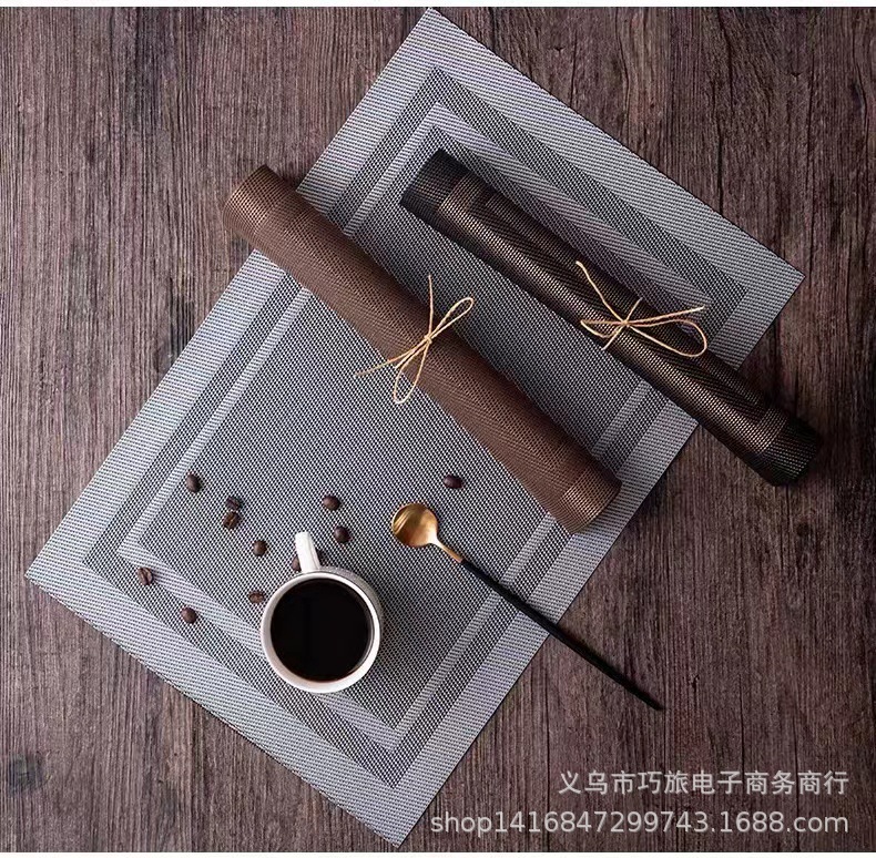 特斯林编织方形双框隔热简约西餐垫酒店家庭pvc餐垫现货详情5