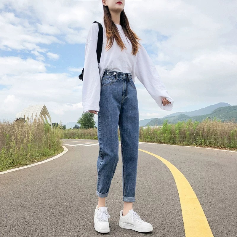 2022 Summer new style denim long pants for women, Korean high-waisted, slimming, floor-length wide-leg pants, wholesale from foreign trade street stalls pic 5