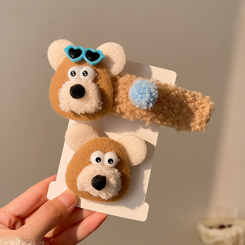 Cute plush hair clips for autumn and winter, back hair curls, face bangs, side clips, sweet large intestine hair bands pic 8