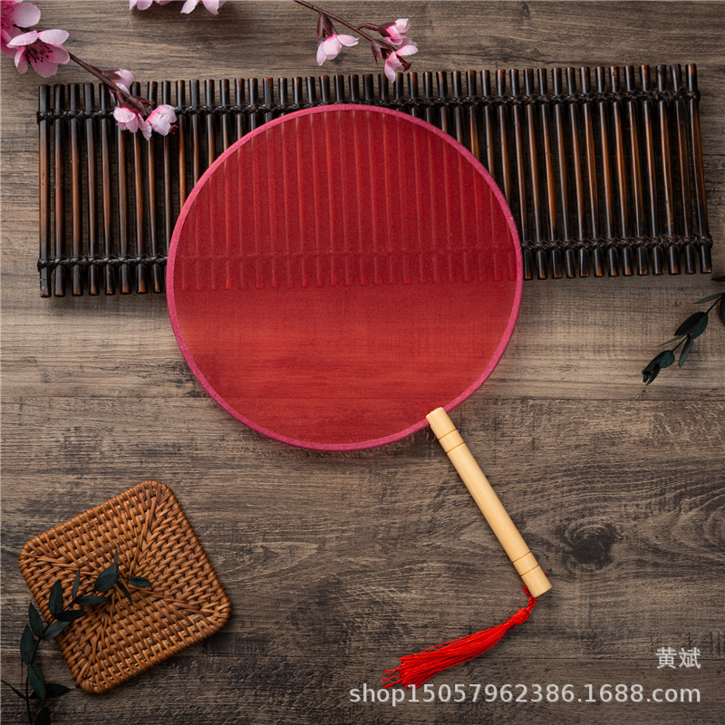 DIY手绘圆形空白扇子宫扇蒲扇团扇真丝扇高级书法绘画扇批发详情5