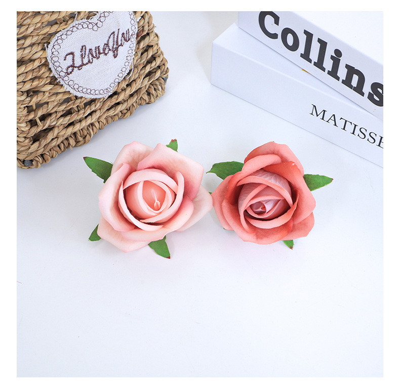 批发5cm绒布玫瑰花蕾仿真花 新娘手腕花DIY婚庆手捧蛋糕装饰花头详情26