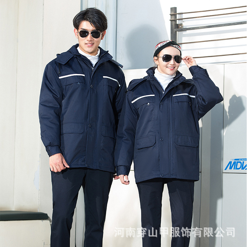冬季棉袄工作服企业加工中长款冷库值班防寒保暖劳保服棉服绣字详情12