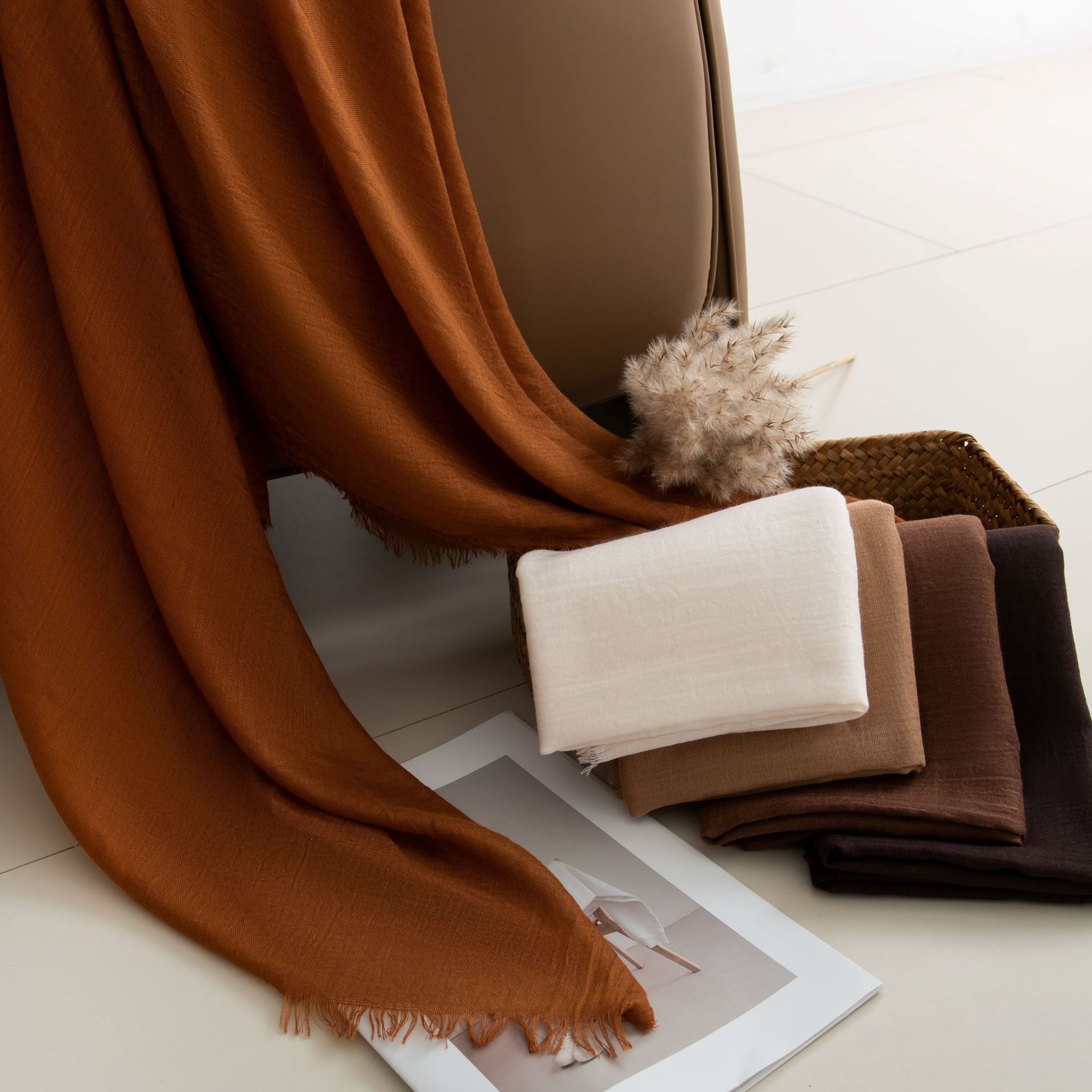 100% wool scarves for men and women, high-end feel, winter warmth, thick and versatile checkered wool scarves and shawls wholesale pic 6