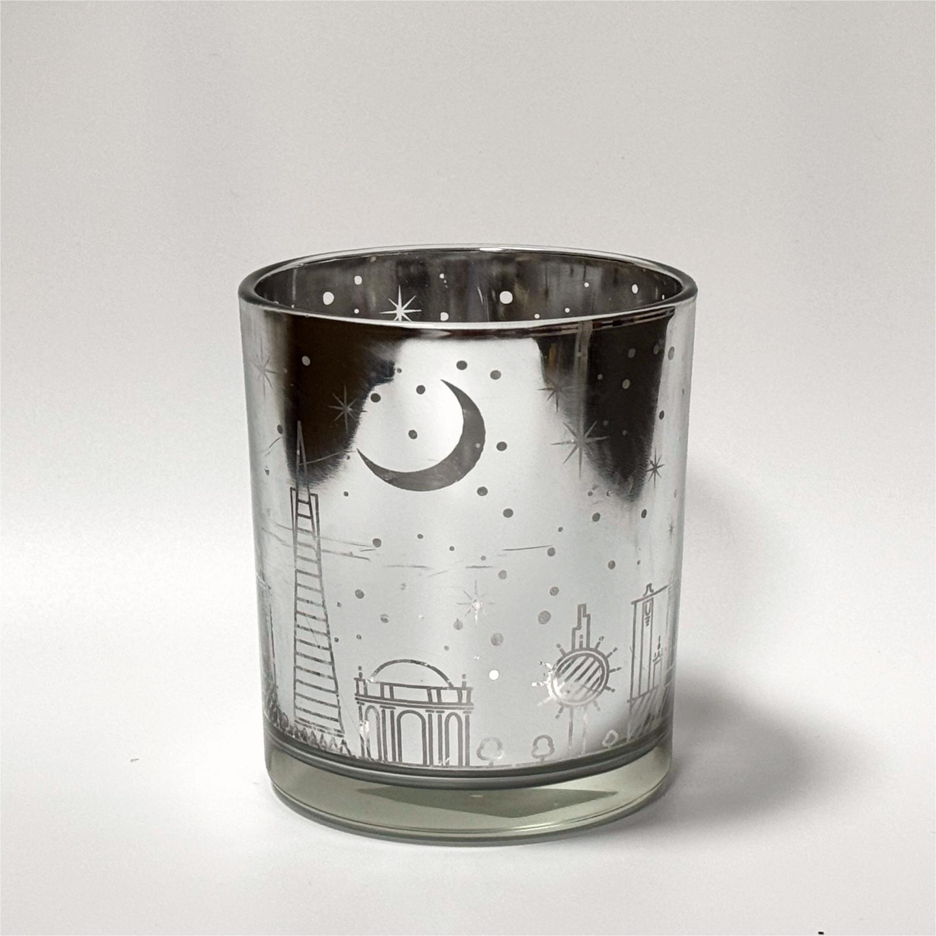 城市星空街景蜡烛玻璃杯烛台空杯电镀激光镂空LED光感香薰蜡烛杯详情9