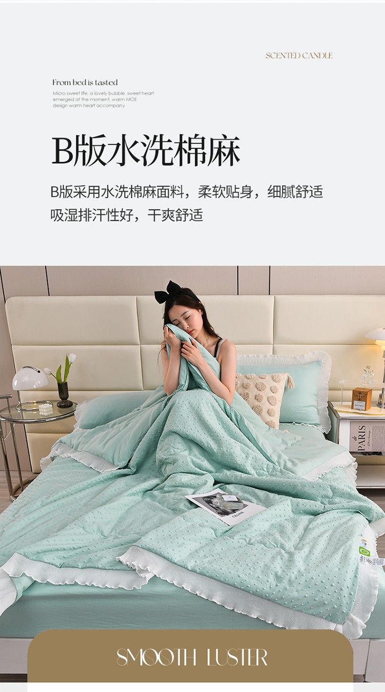 新款A类母婴级原棉华夫格夏被四件套凉豆豆空调被三件套直播爆款详情6