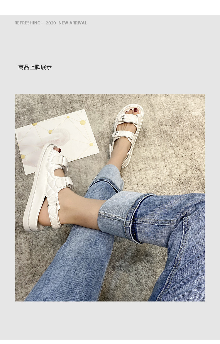 小香风凉鞋女2024新款仙女风真皮魔术贴夏新款百搭平底女鞋ins潮~详情13