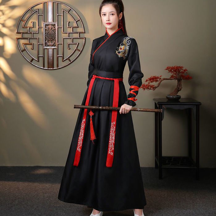 国潮男女汉服汉元素中国风班服日常改良毕业照交领传统古装武侠风情侣详情2