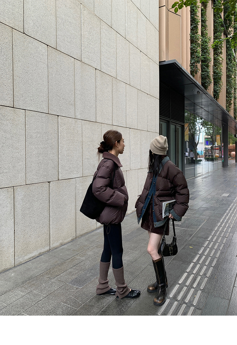 Qumeng DT CLASSIC Retro patchwork fake two-piece denim down jacket for women, 90 white duck down winter coat for women pic 36