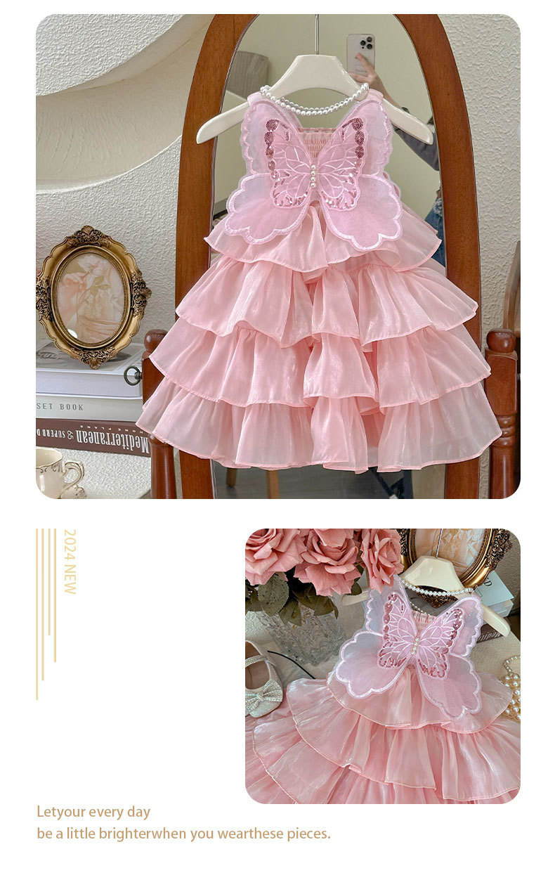 女童连衣裙2024夏季新款洋气女宝宝蝴蝶生日礼服时髦儿童公主裙子详情9