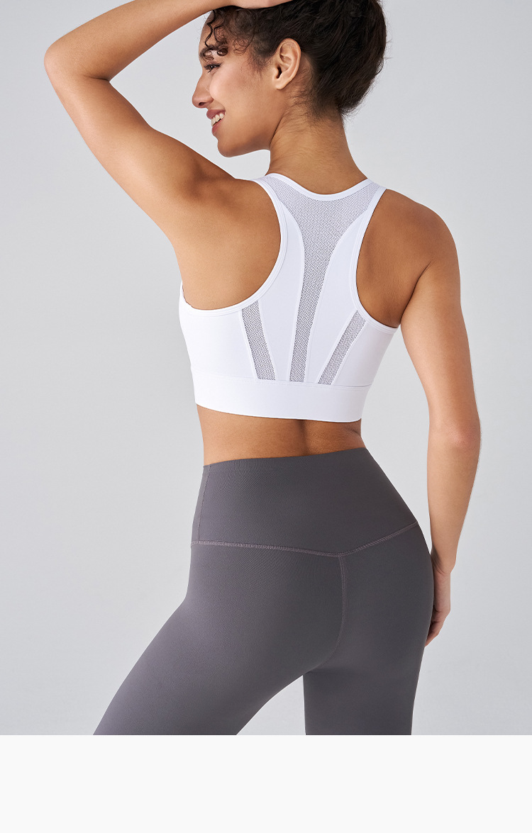 莱卡抗菌运动内衣女带胸垫拉链文胸防震跑步健身服高强度瑜伽背心详情16