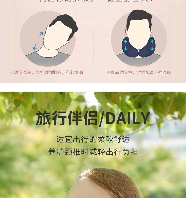 Cross-border bestsellers: Magnetic fabric memory foam U-shaped pillow, airplane neck pillow, travel storage neck pillow, Logo available upon request pic 24