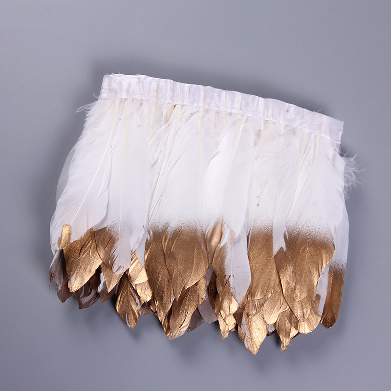 Wholesale from the manufacturer of large goose feather fabric with feather lamps, clothing accessories, DIY handicrafts, decorative colorful feather fabric edges pic 30