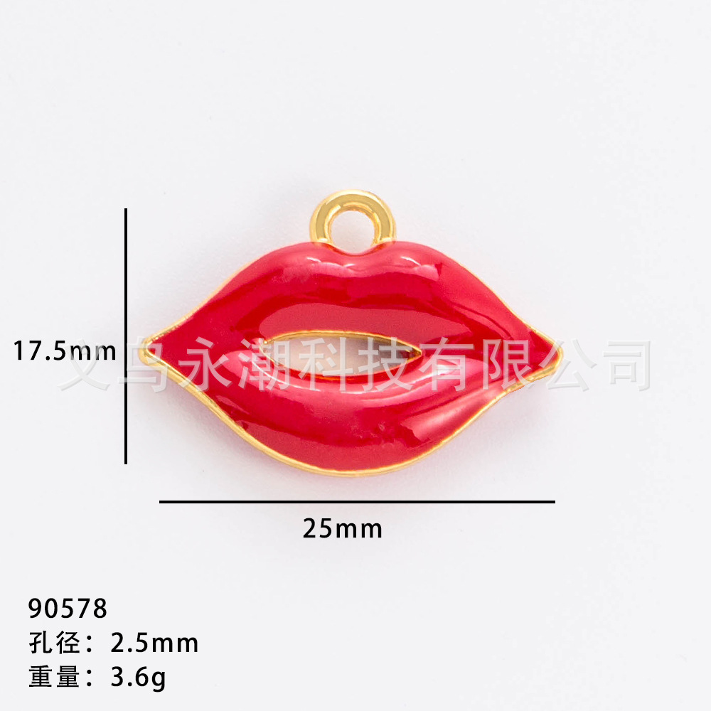 Yiwu Accessories Alloy DIY accessories Spring and Summer bestsellers Red lip earrings, earrings, necklaces, pendants, niche design styles pic 15