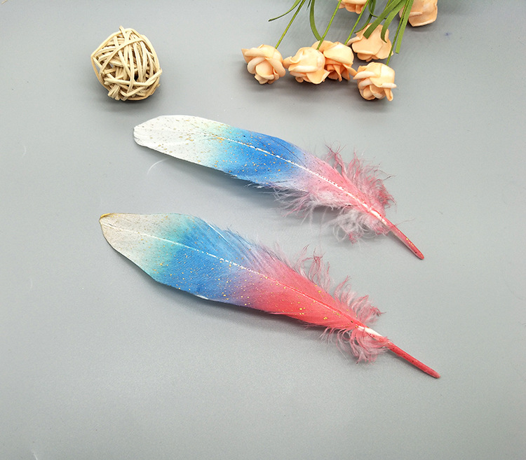 A large quill feather gift box with all-gold and all-silver feathers, paper card bookmarks and decorative quill pens pic 41
