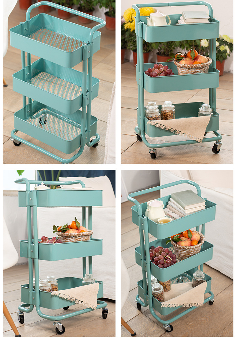 Kitchen storage rack, trolley, floor-standing trolley, multi-layer storage rack, multi-functional microwave oven rack, storage rack pic 13