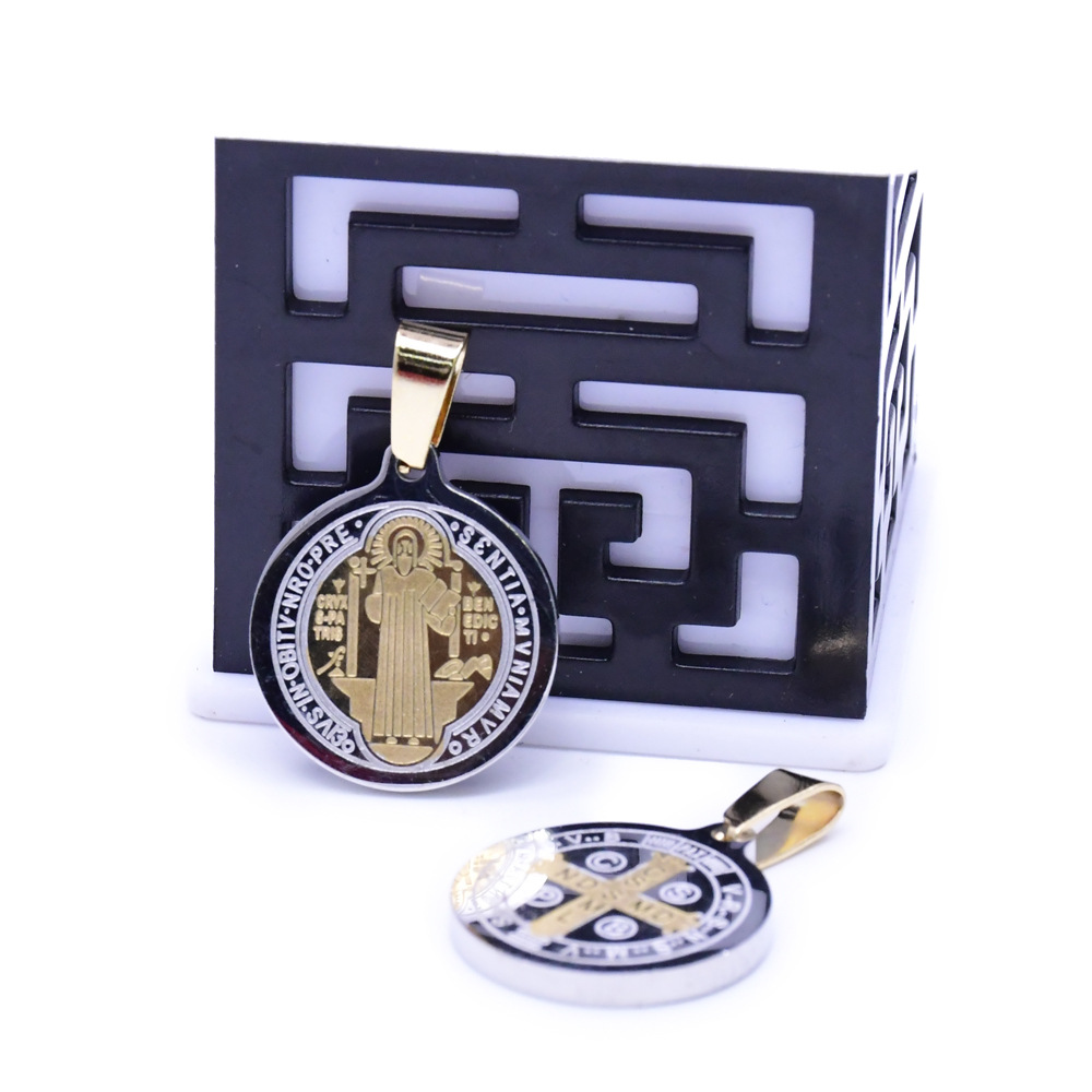 金色铜珠拉　十字架念珠项链饰品义乌批发三角牌贴纸(图案随机)详情6