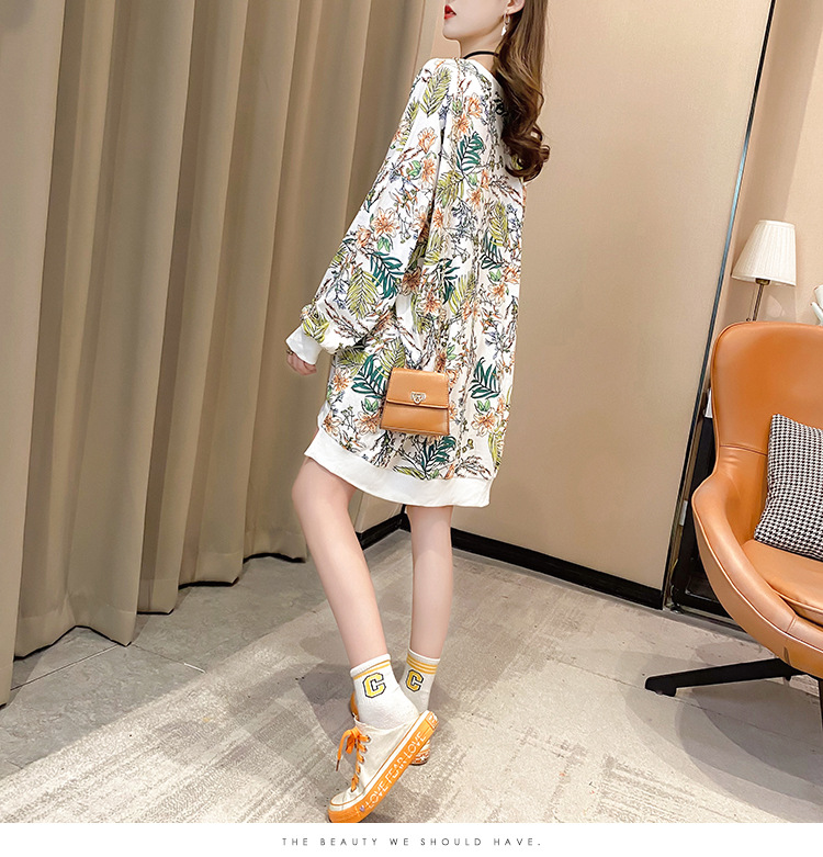 批发2020秋季大码宽松中长款套头薄款T恤上衣时尚洋气卫衣女潮详情21