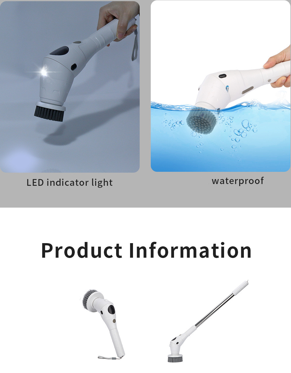 The new electric cleaning brush features an 8-in-1 display screen, three-position rotatable night light, and is a multi-functional waterproof wireless cleaning brush pic 19