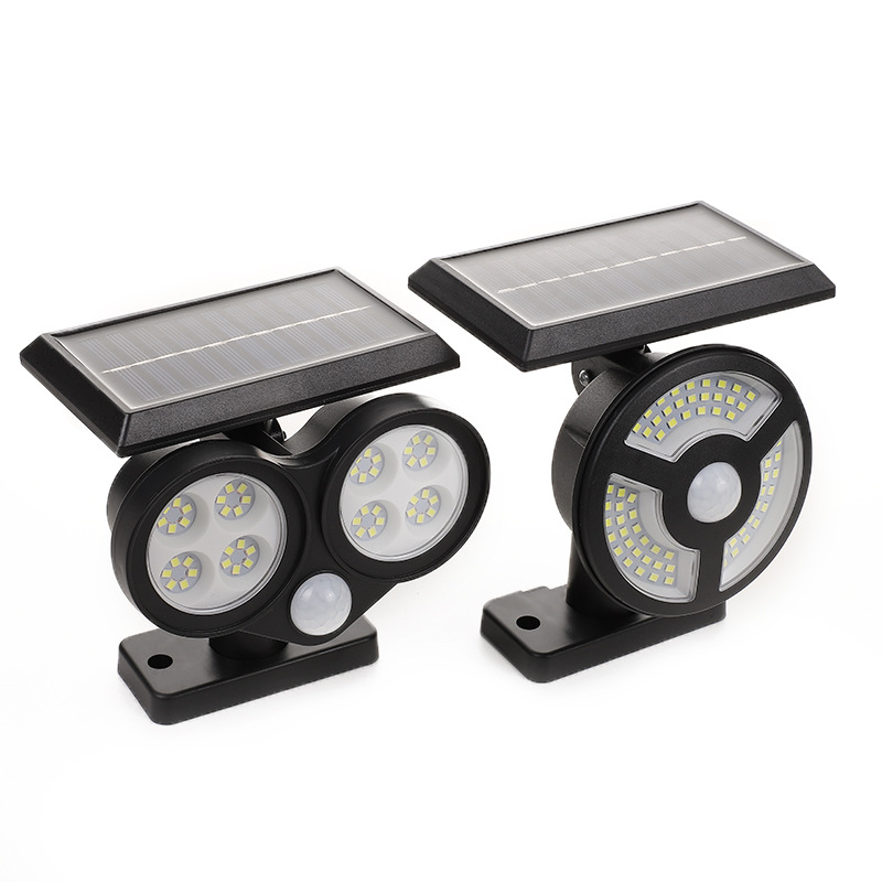 New cross-border solar wall-mounted floor plug dual-purpose lamp, led garden lighting lamp, dual-head outdoor lawn lamp pic 2