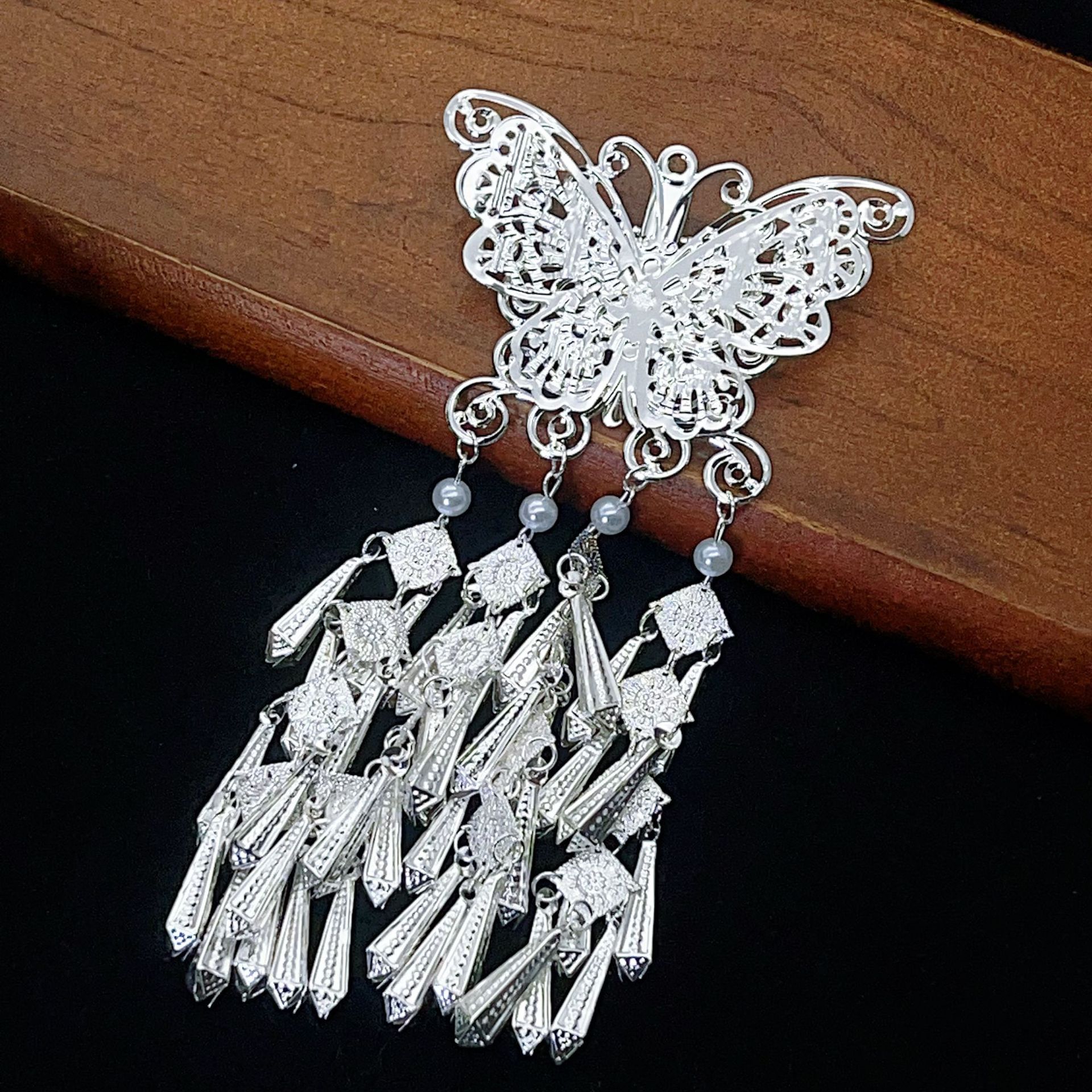 国风国潮民族风蝴蝶流苏发夹早春配饰发饰发卡女高级感古风头饰夹子鸭嘴夹详情5