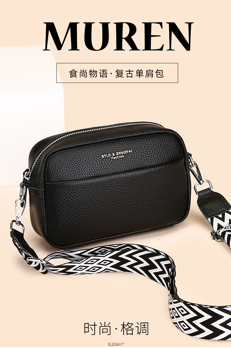 跨境真皮女包包批发2023新款潮时尚简约单肩斜挎包头层牛皮小方包详情1