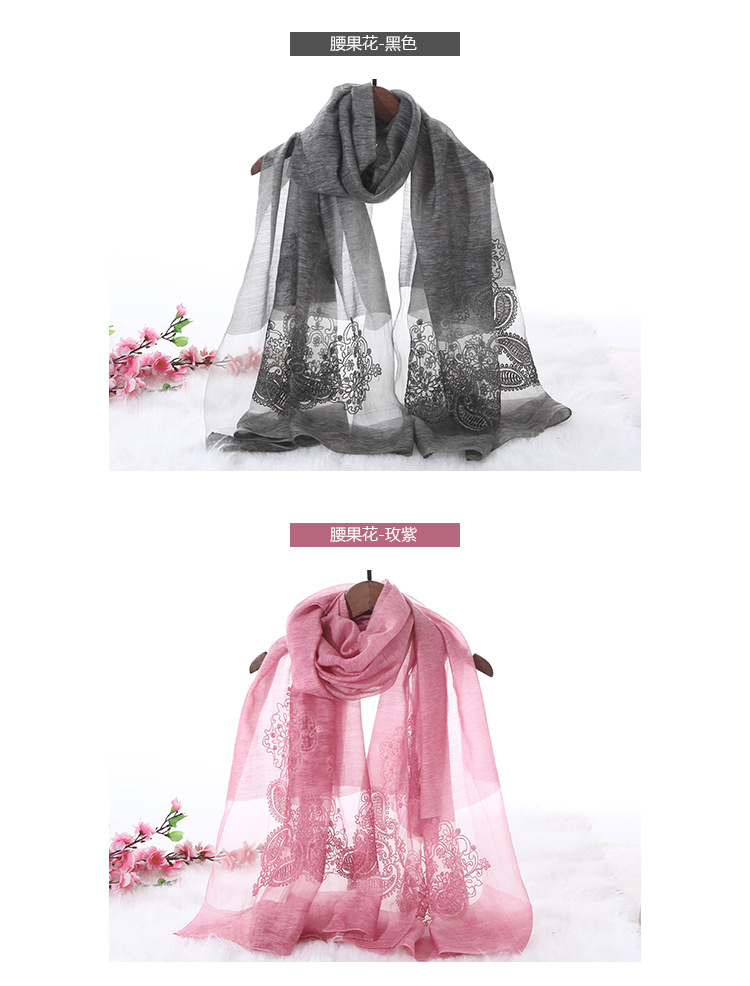 Embroidered silk scarf, real silk scarf, three-dimensional embroidery, plum blossom embroidery, flower beach sun protection shawl, custom-made silk scarf for women pic 16