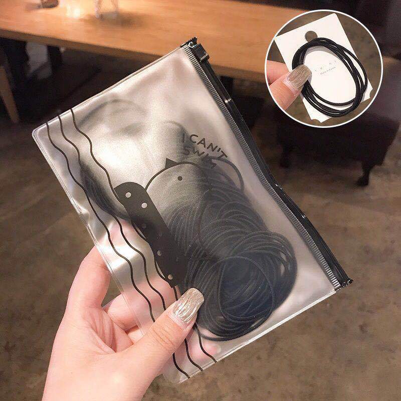 Simple Japanese and Korean hair ties without seams, 100-piece bagged colorful hair ties, basic braided hair bands, leather band hair accessories pic 10