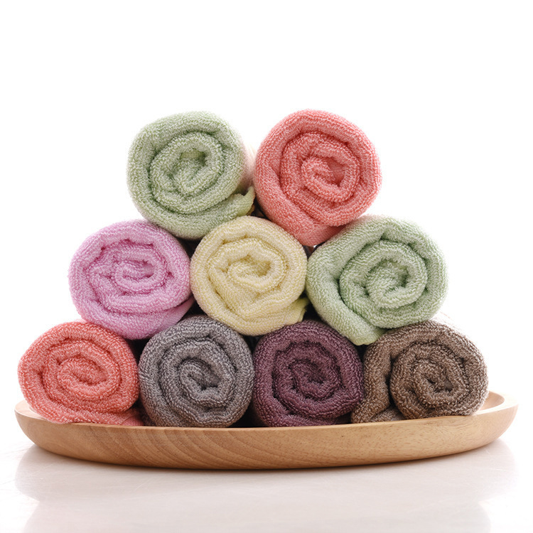 Wholesale of bamboo fiber double-segment towels, thickened household couple face towels, soft and absorbent multi-color towels for hair delivery pic 14